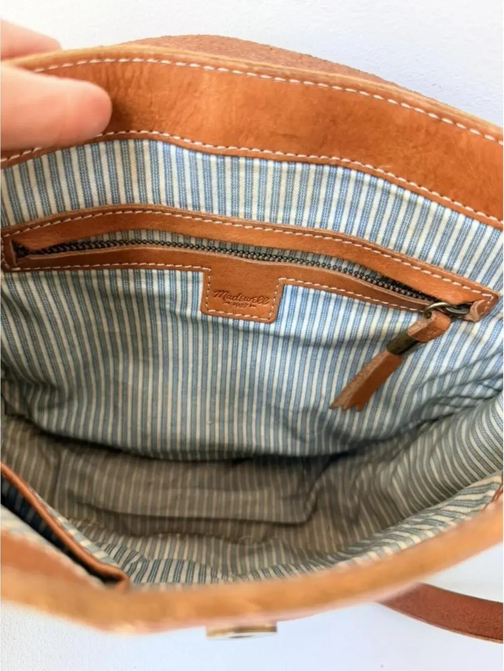 Madewell Cognac Leather Saddle Crossbody Bag - Picture 8 of 9